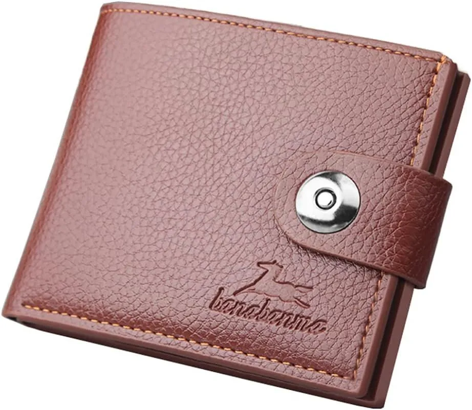 Slim Wallet with Coin Purse Minimalist Zipper Bifold for Mens