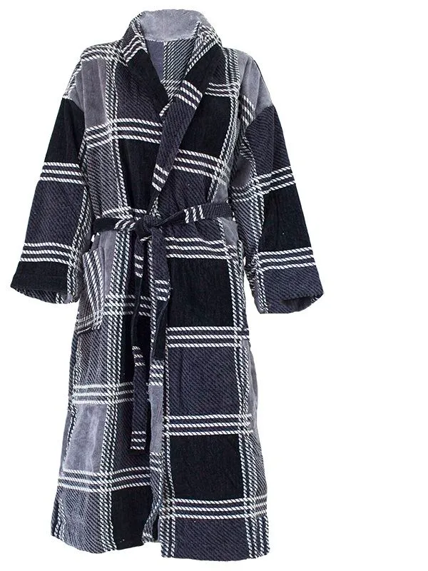 Bathrobe Velour Shawl Collar - Checkered 05 Piece Pack