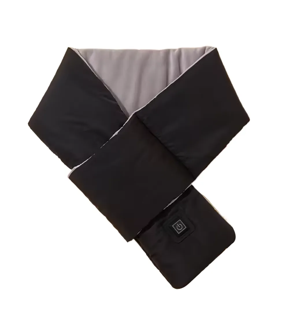 Rechargeable heated long scarf heated neck scarf - BLACK