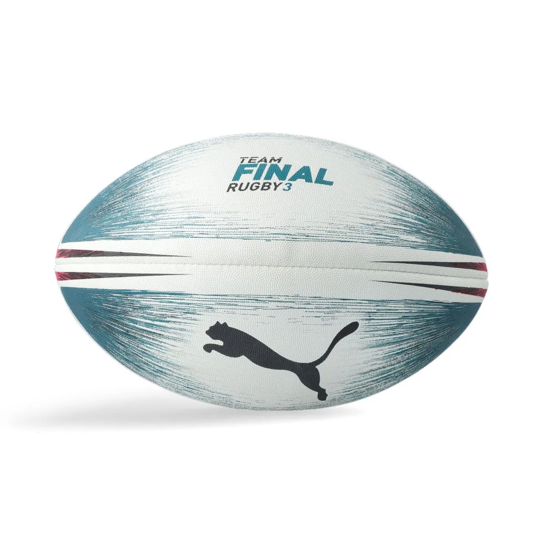 Puma teamFINAL 3 Rugby Ball - White/Rose Red/Ocean Depth