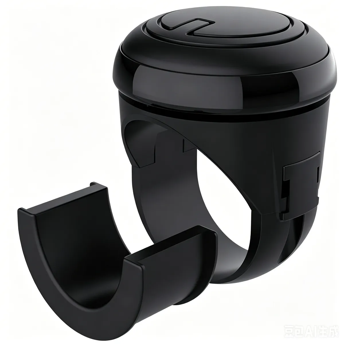 Universal Steering Wheel Spinner Knob Silicone & ABS Car Power Handle - Black