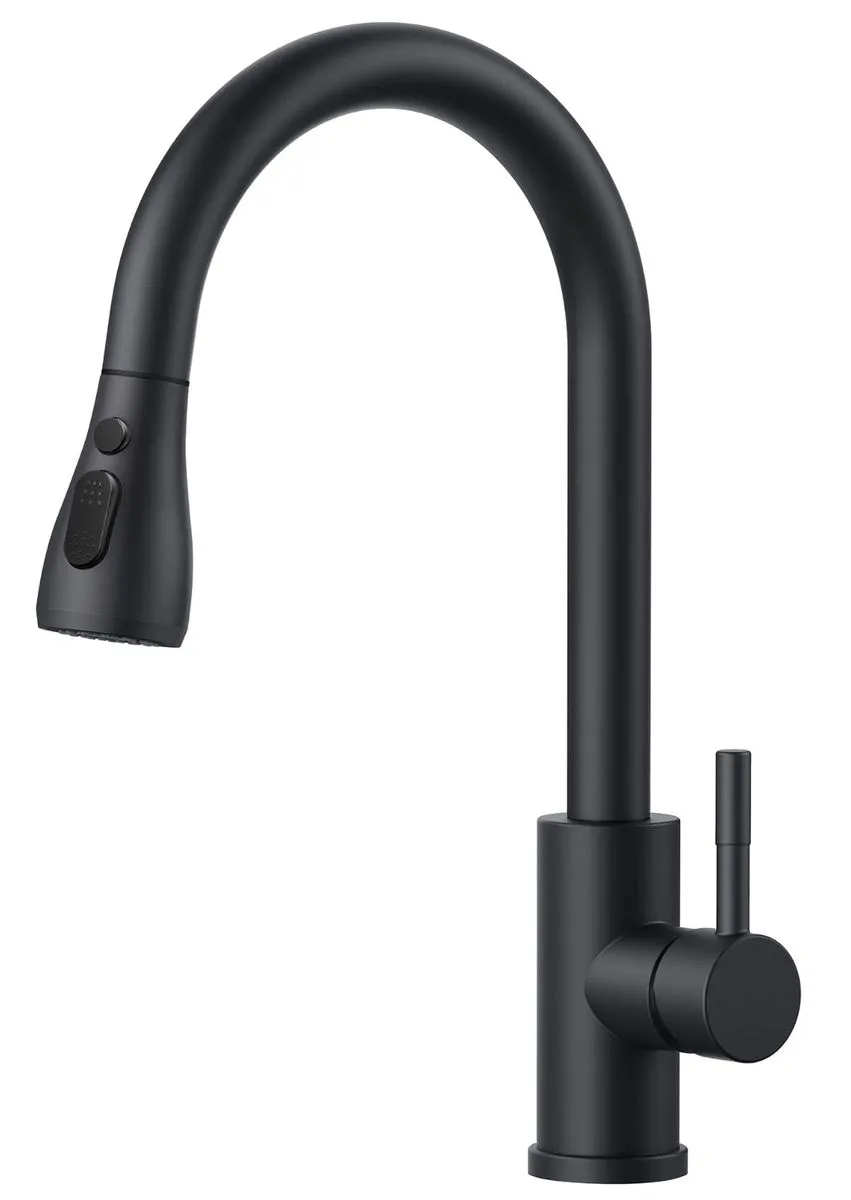 Kitchen Tap, Kitchen Mixer Taps with Pull Out Sprayer - Black