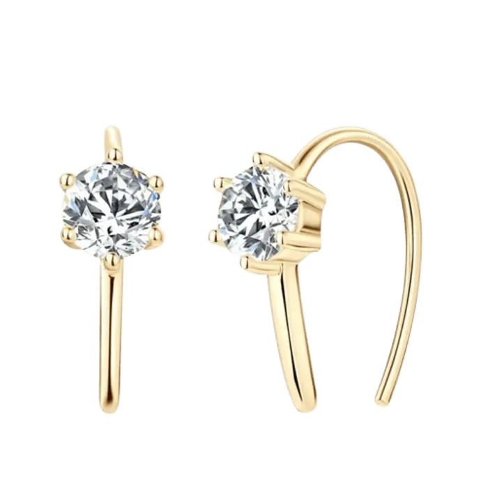 Moissanite Diamond Hoop Earrings 18K Yellow Gold Plated 925 Sterling Silver