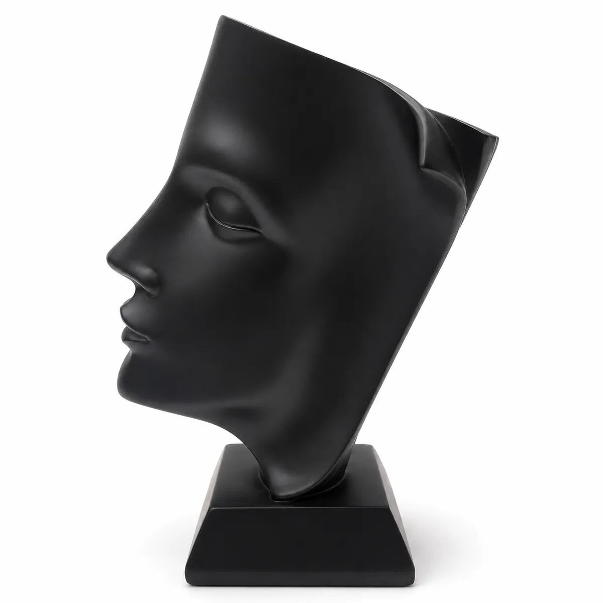 Modern Abstract Face Sculpture Decor Ornament - Matte Black/White - Black