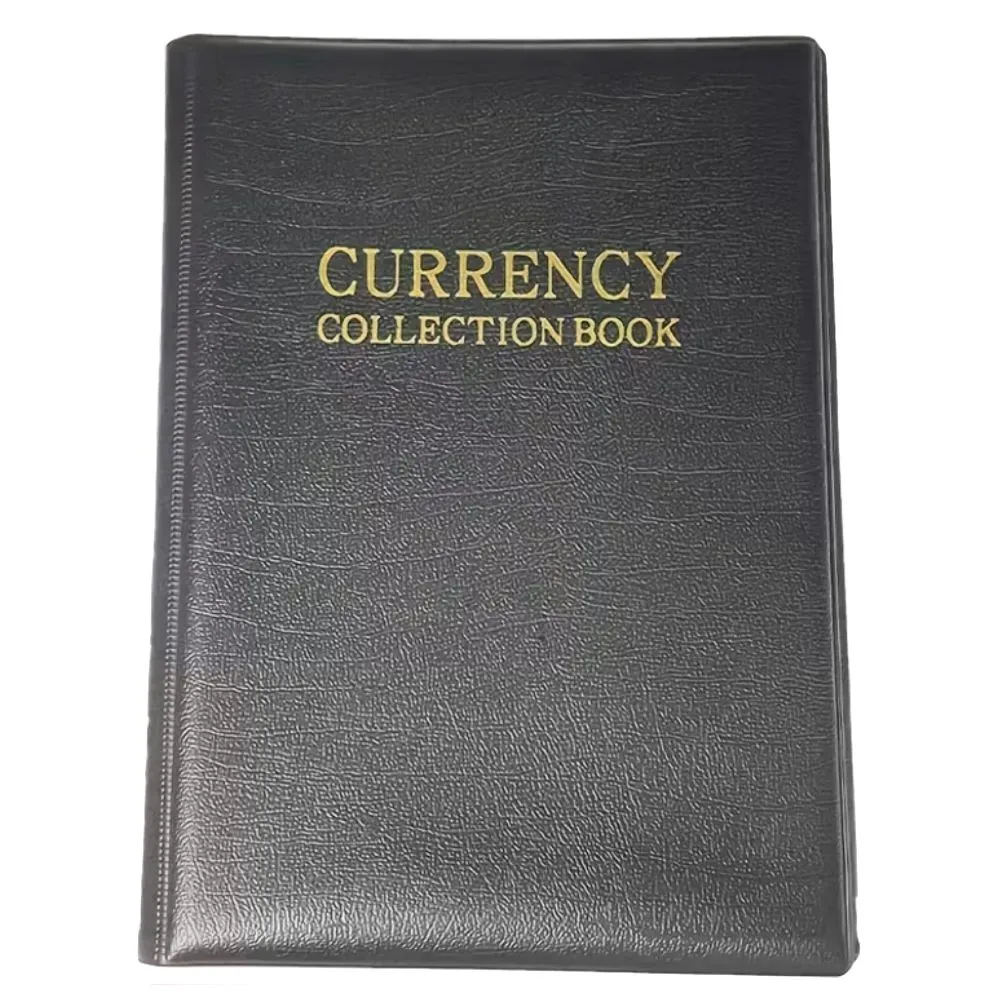 Stationery 100 Coins & 15 Notes Leather Currency Collection Album - 28.5cm