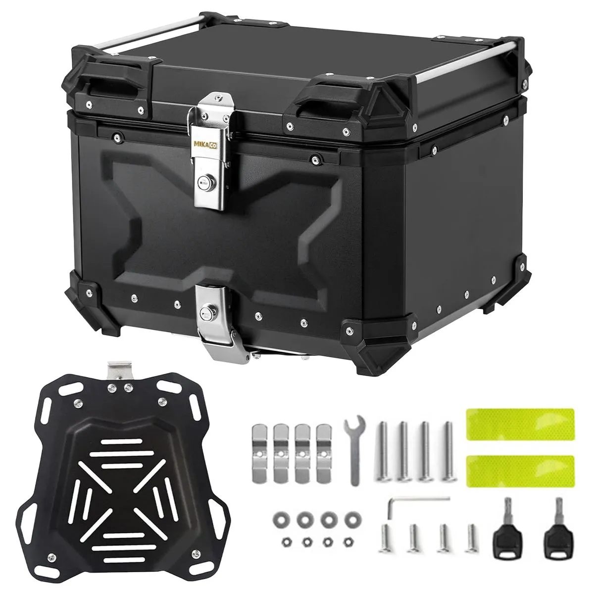 MIkaco 45L Aluminum Motorcycle Top Box Tail Bags - Black