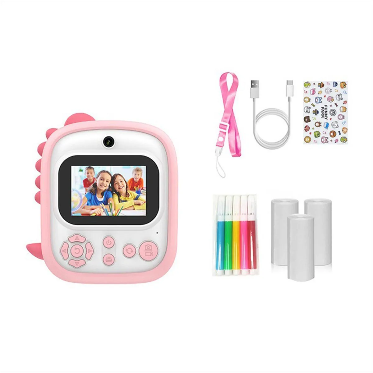 Kids Camera Instant Print 2.4Inch Screen 1080P Hd Video Camera Pink