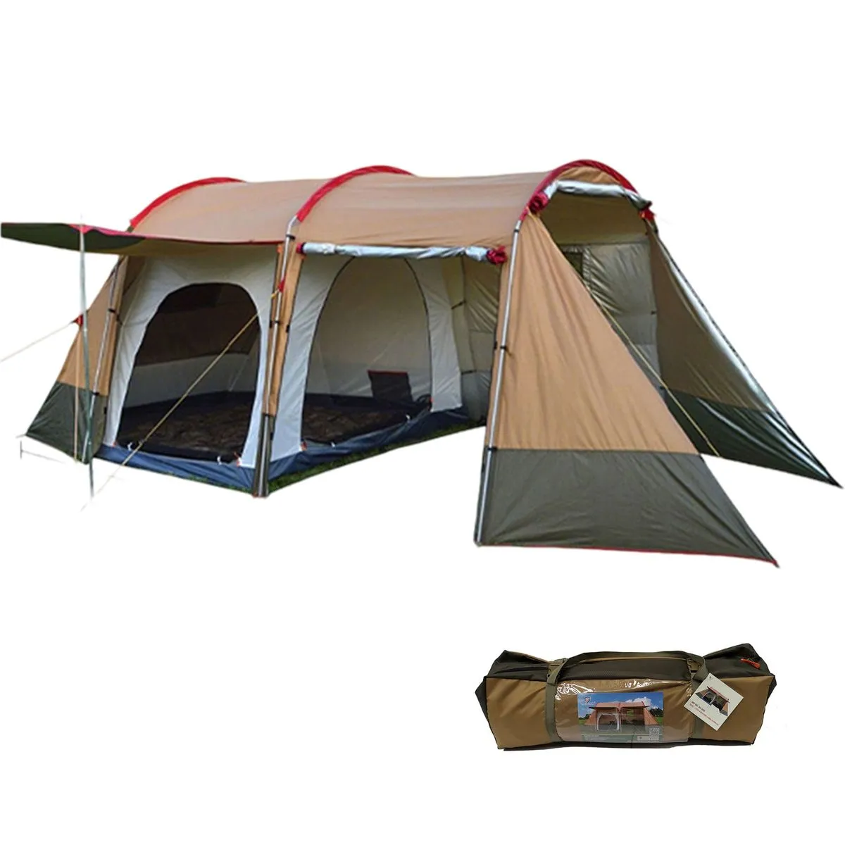Family Tents Outdoor Overnight Tent Camping Tent - 2 Rooms, Quick Setup