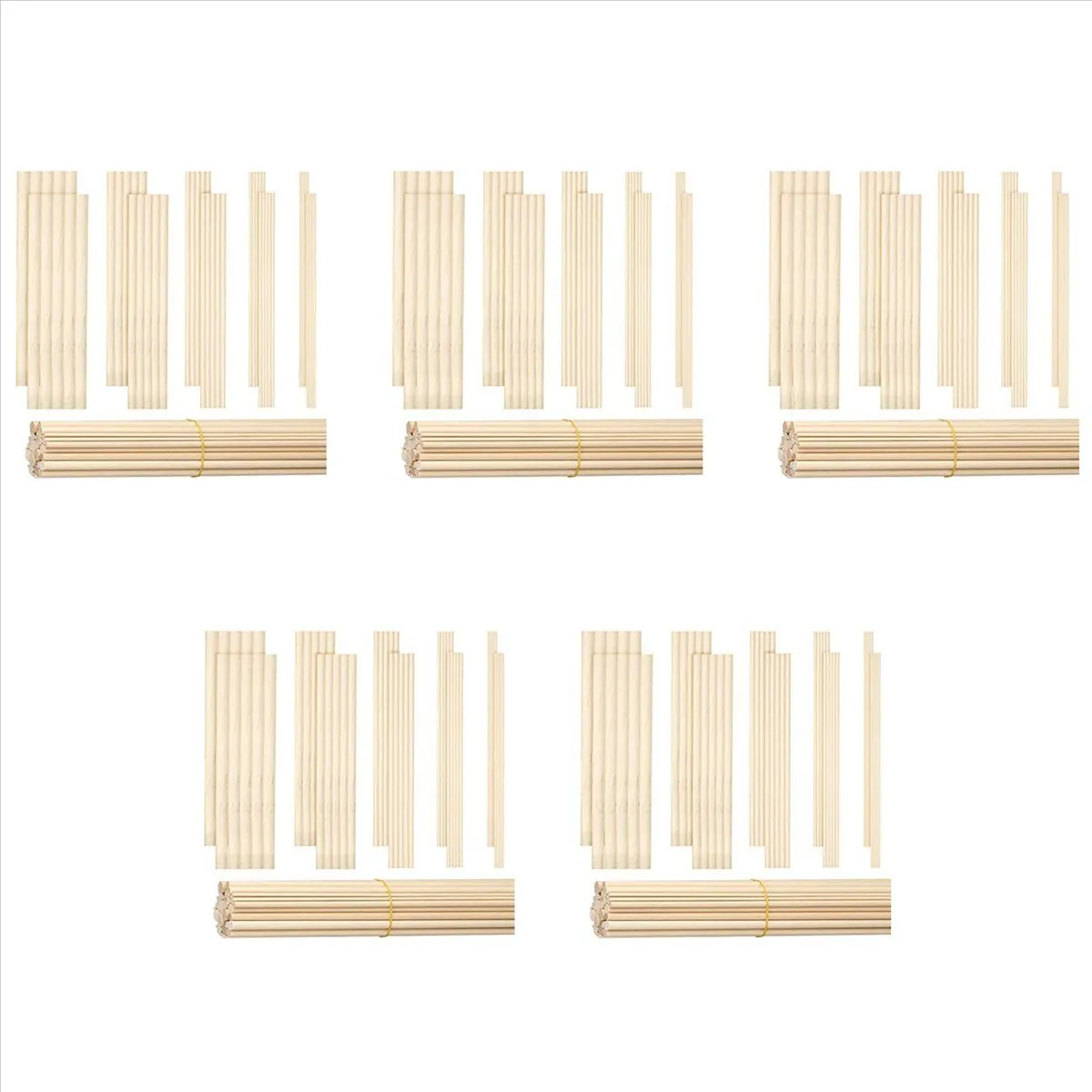100Pcs Dowel Rods 1/8 3/16 1/4 5/16 3/8X6Inch Sticks For Crafting Diy