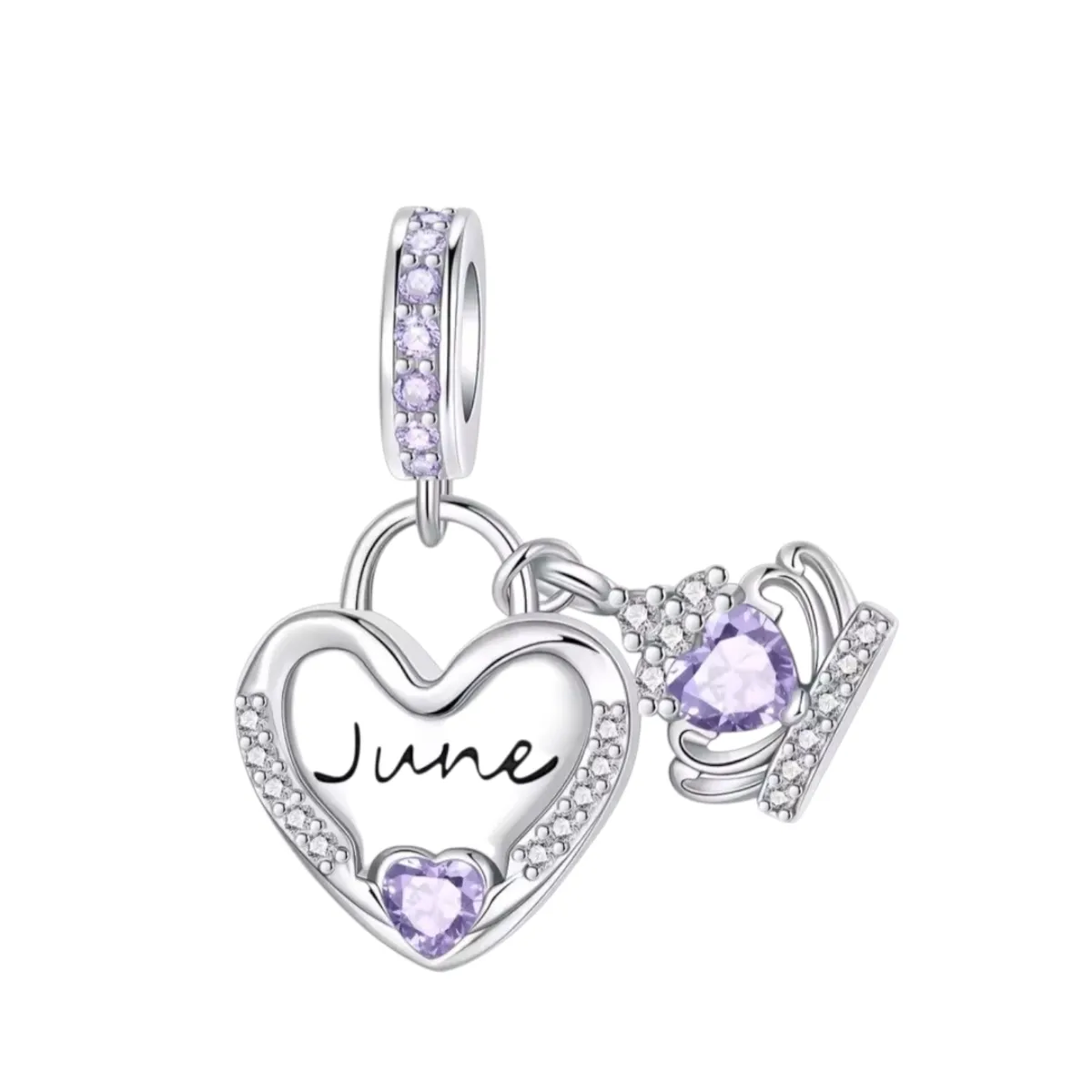 Silver - Plated Birthstone Pendant/ Charm - June