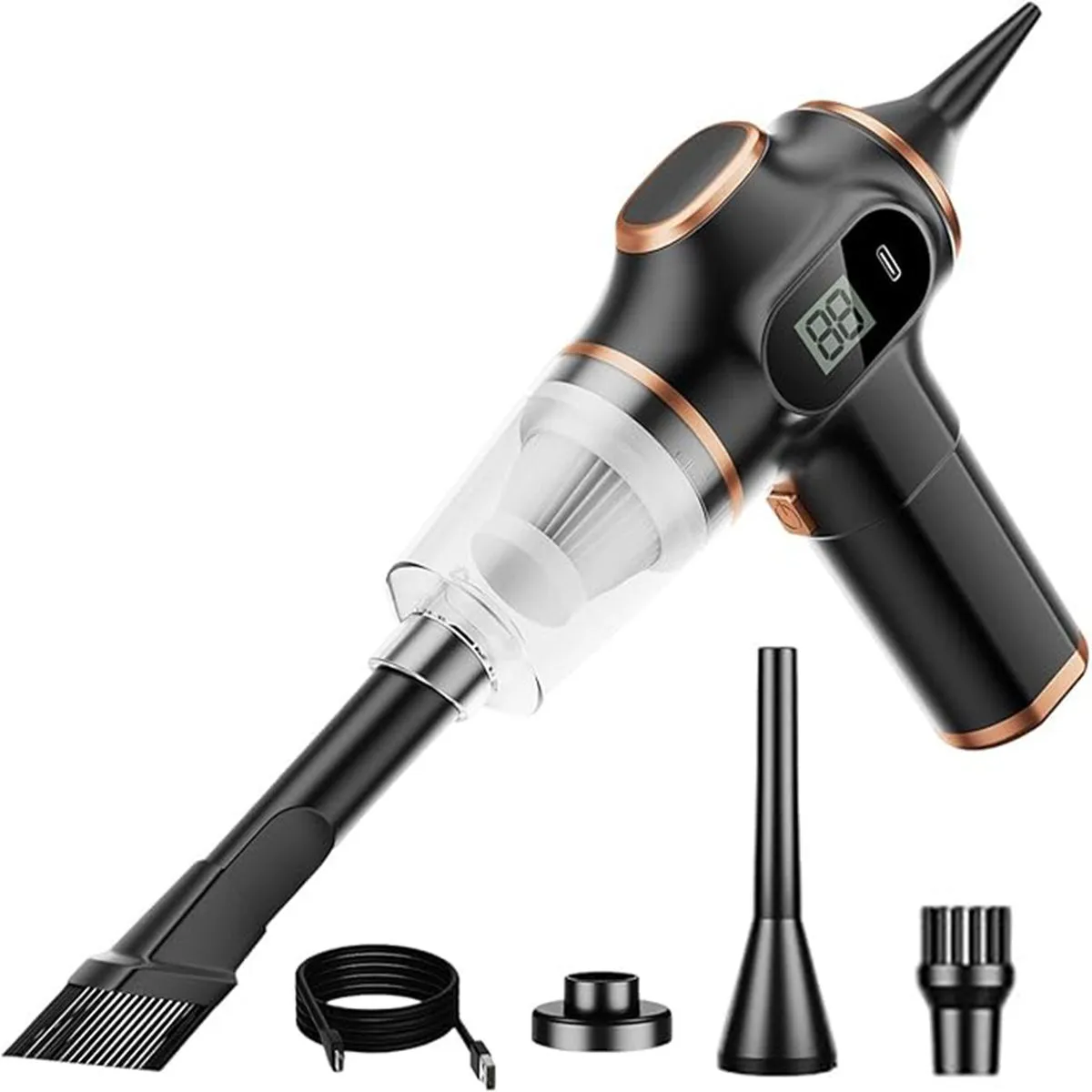 2 in 1 Handheld Vacuum Powerful Cleaner Mini Wireless Car Vacuum Cleaner - Black