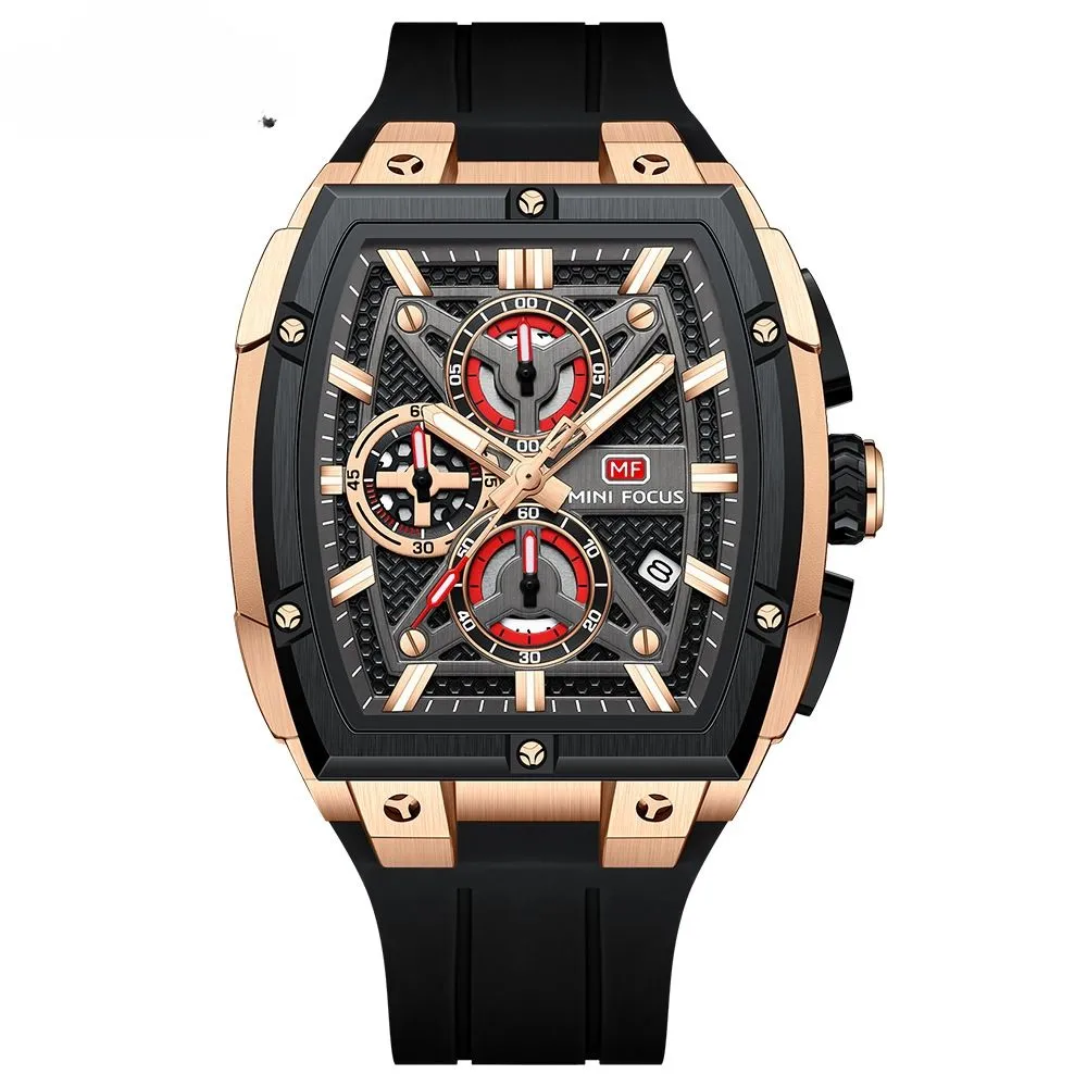 Men's Outdoor Style Tonneau Watch - Black