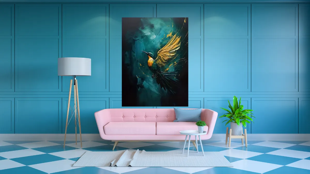 Abstract Colourful Bird Wall Art