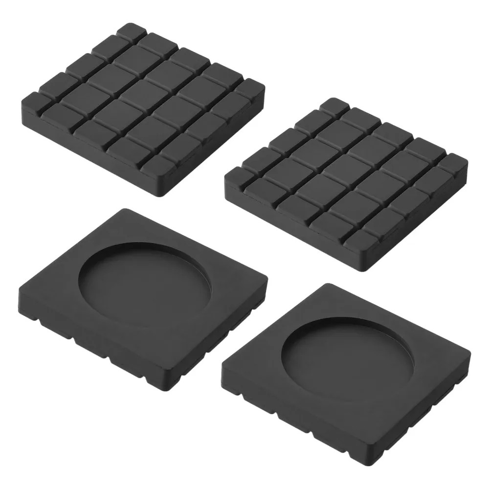 4-Piece Washing Machine Anti-Vibration Feet Pads, Rubber, 6x6cm, Black