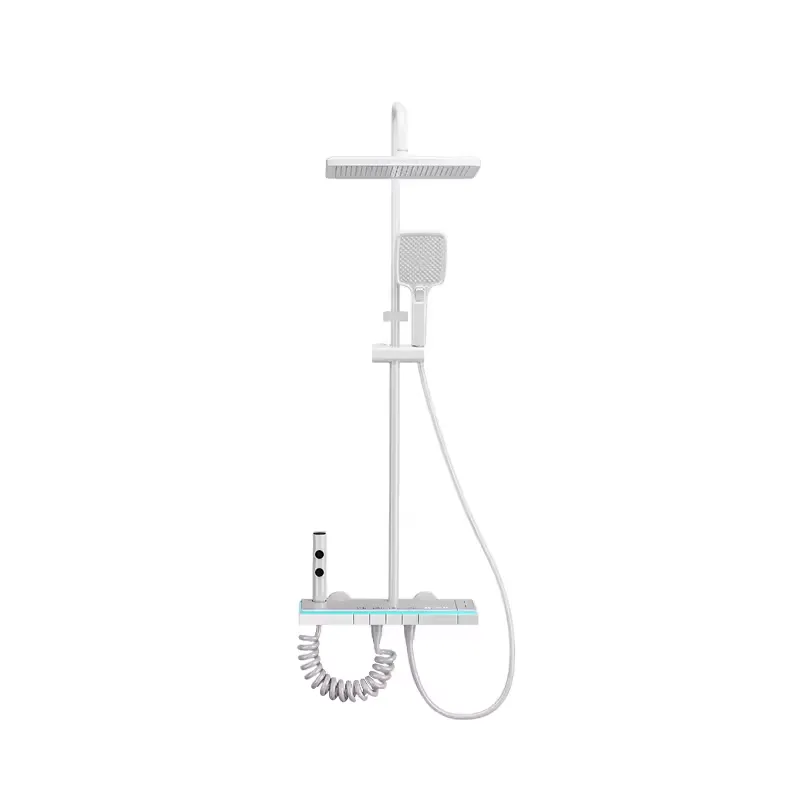 White 4 Functions Shower Column/Panel with LED Digital Display System-1805W