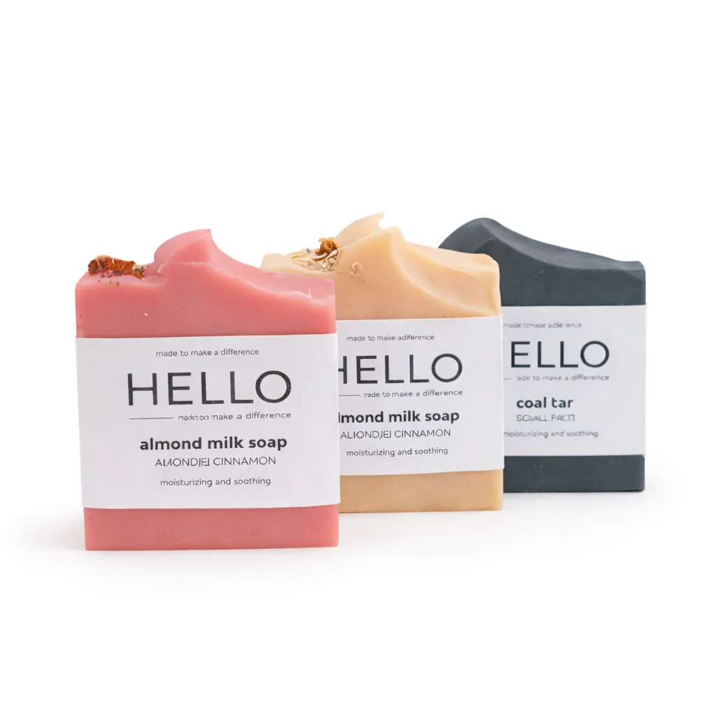 HELLO Natural Soap Collection - Handmade Almond Milk Soap Bars (3 Pack)