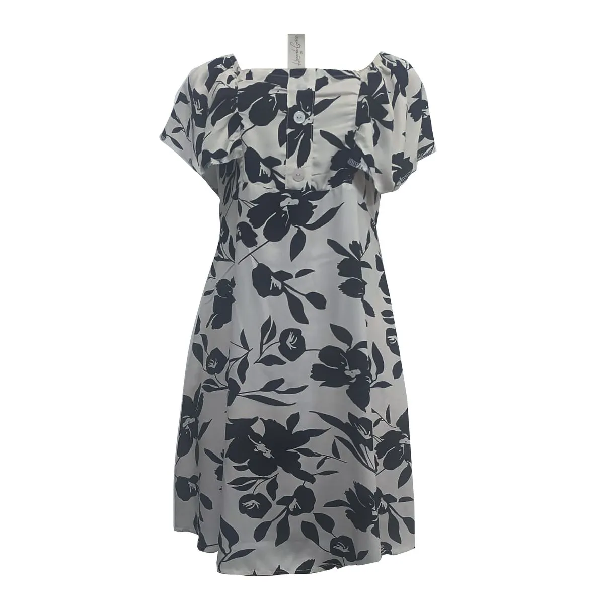 Hannah Grace Maternity Black Floral Short Dress with Breastfeeding Access