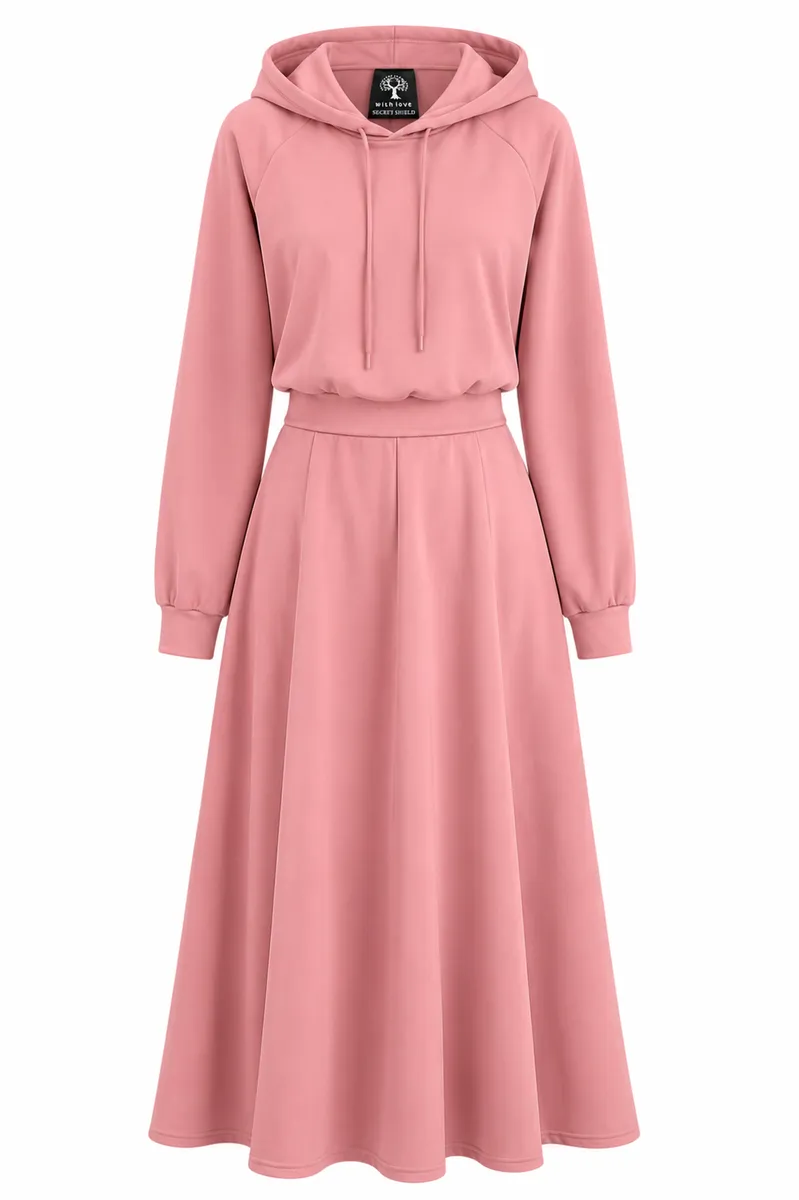 Secret Shield Blush Harmony Hoodie Maxi Dress 100 % Cotton