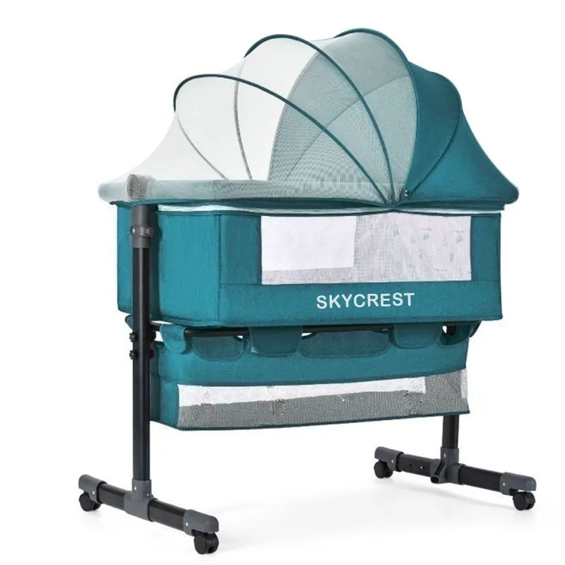 Skycrest Foldable 3-in-1 Baby Cot - Portable Newborn Bassinet Bed/Crib - Green, Black
