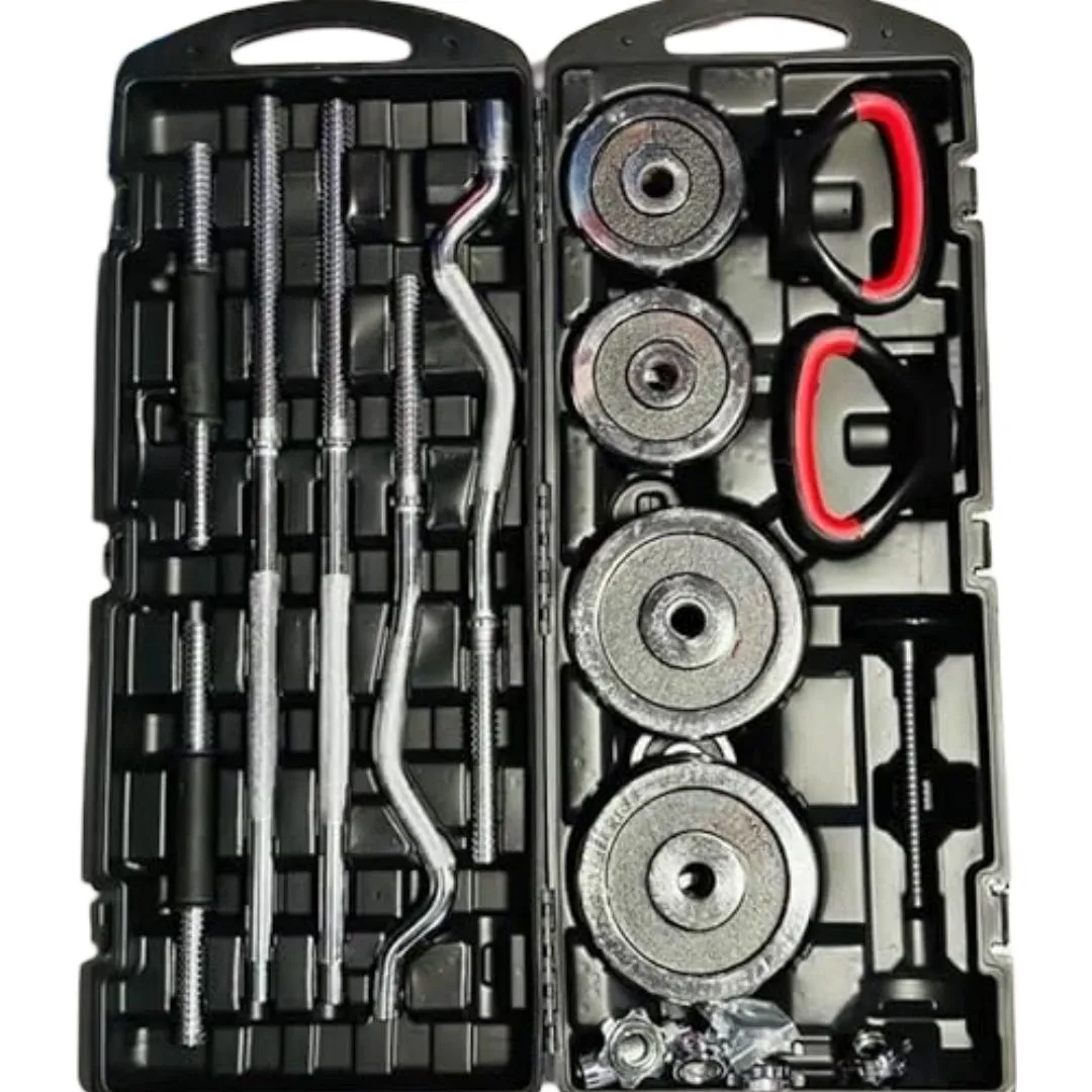 50kg Barbell & Dumbbell Set - Chrome Grip Weight Kit