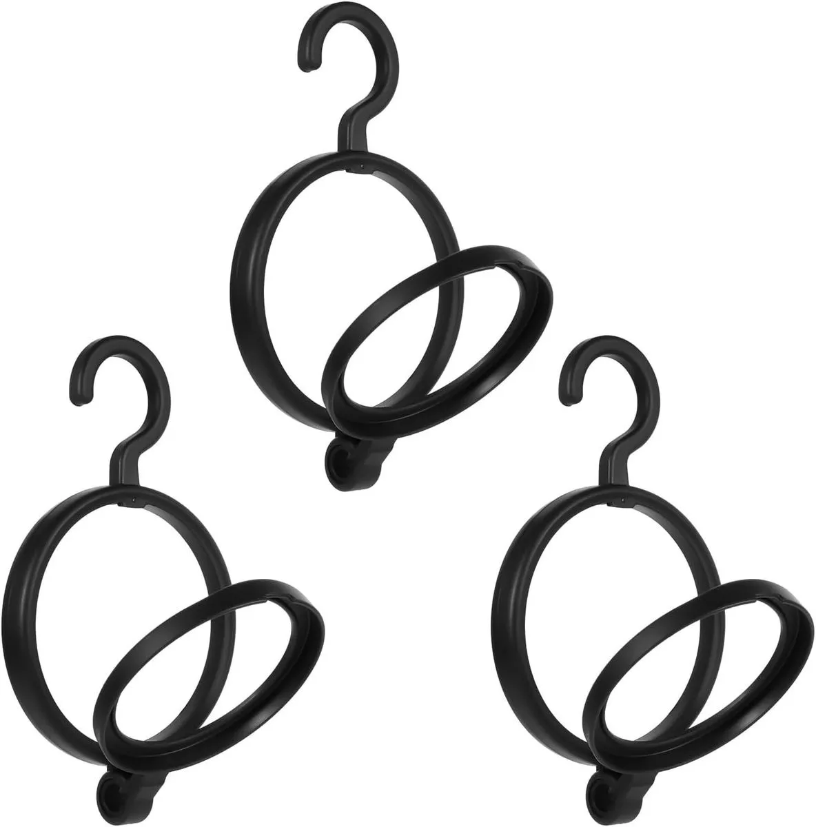 3 Piece Portable Wig Hanging Hanger for Display Wigs and Hats (Black)