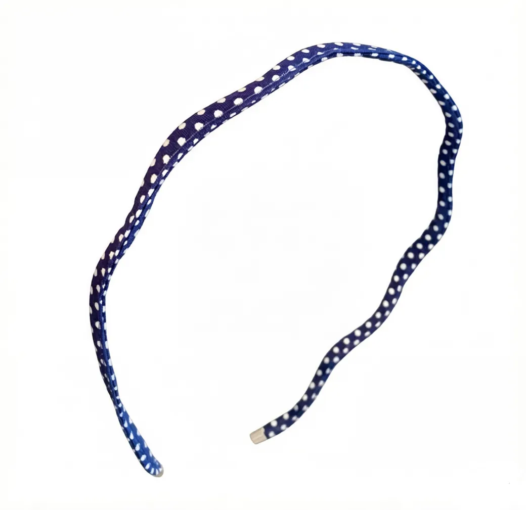 Polka Dot Wavy Headband, Thin Edge Stackable Hair Hoop for Women, Cute Non - Blue