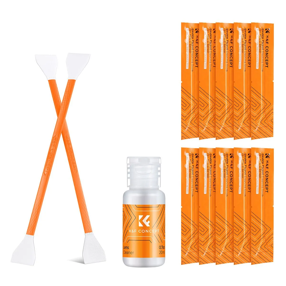 K&F 10 Swab 16mm Dual Head CMOS APS-C Camera Sensor Cleaning Kit 20ml Fluid