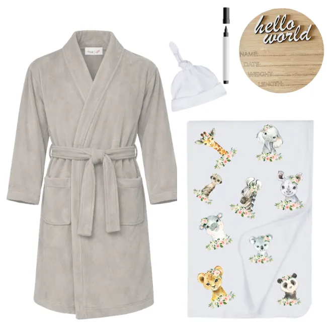 Hospital Set-Mom&Me-Winter Gown, Swaddle & Birth Ann-Stone-Wild One Girl