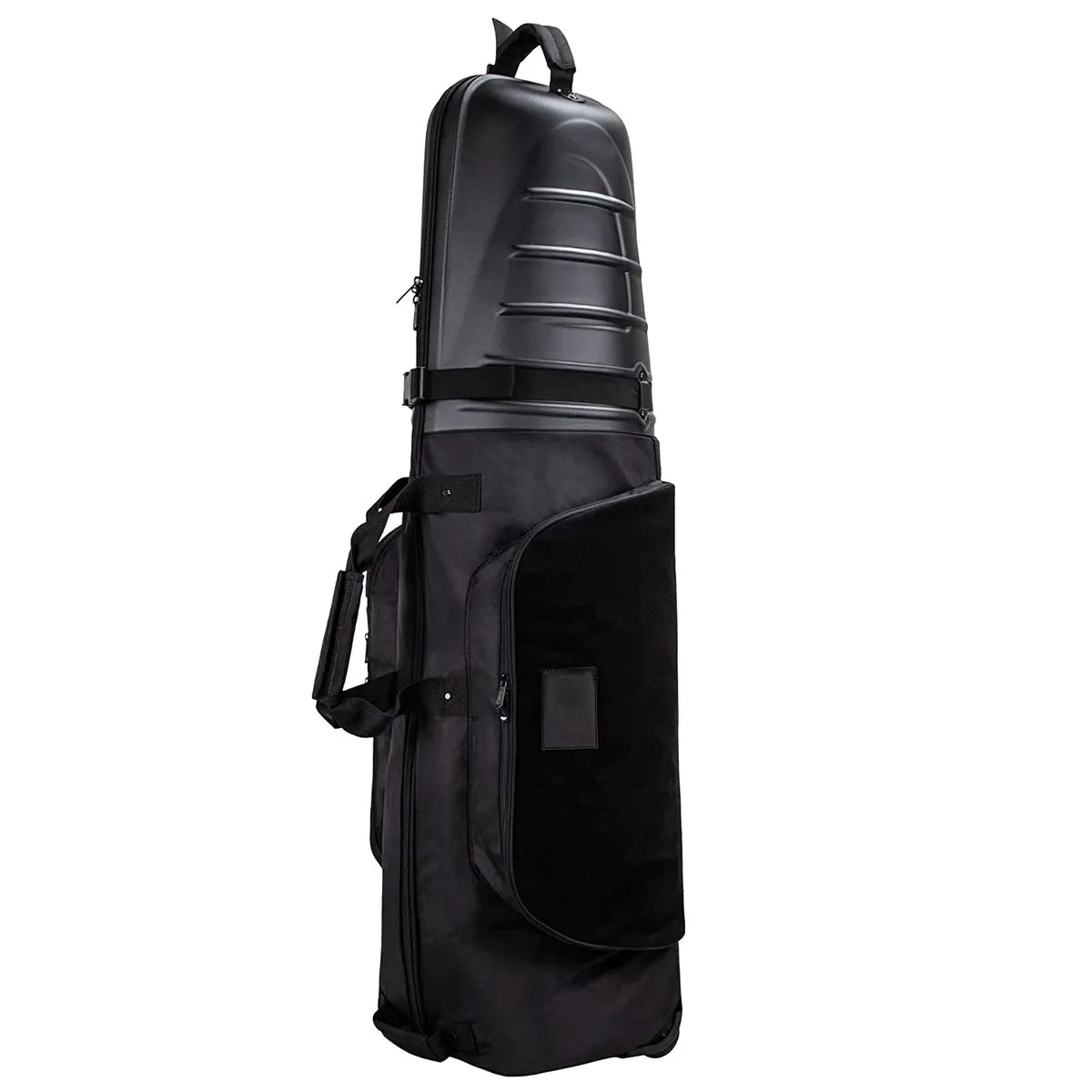 Foldable Golf Club Air Travel Bag with Pulleys - Hard Shell Top-Black