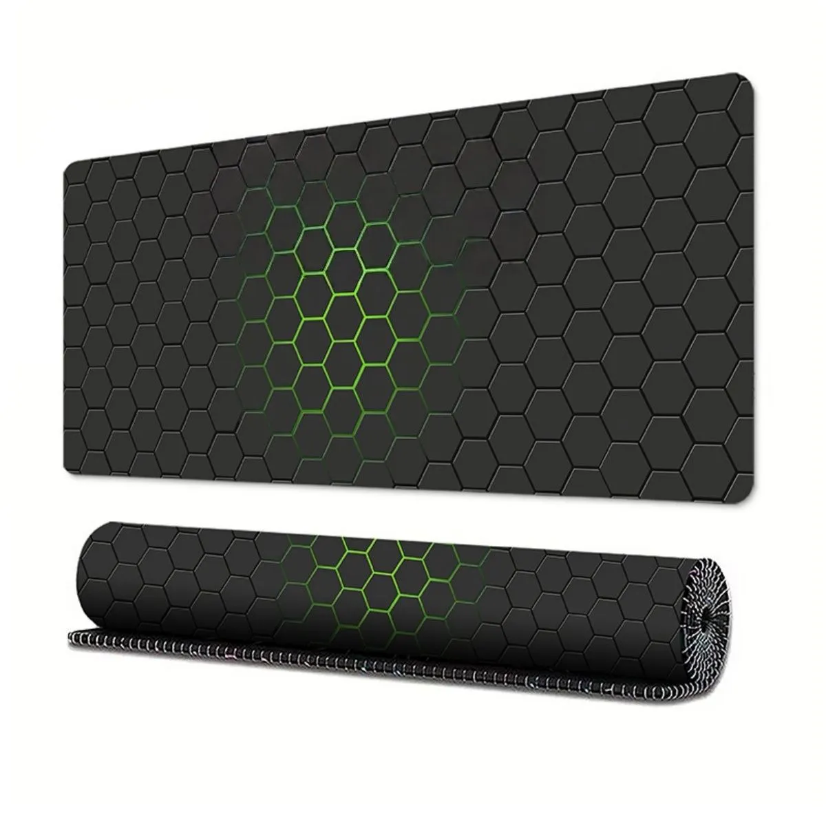 Honeycomb Hexagons Technology Large Gaming Mouse Pad, Desk Mat - 80x30CM - Black, Green