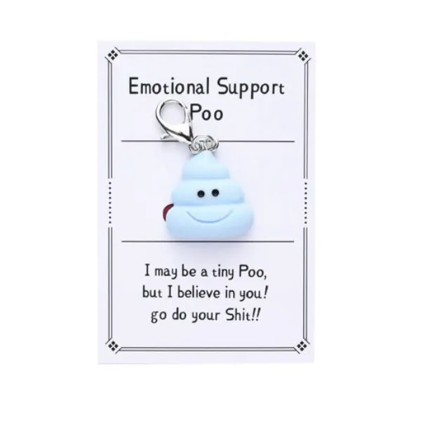 Emotional Support Poo Key Charm - Blue