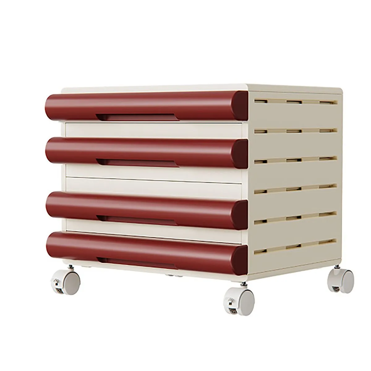 4 Drawer Filing System Modern Desk Storage Drawers For Office Home - Red