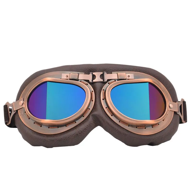 Retro Foldable Motorcycle & Riding Goggles - Brown