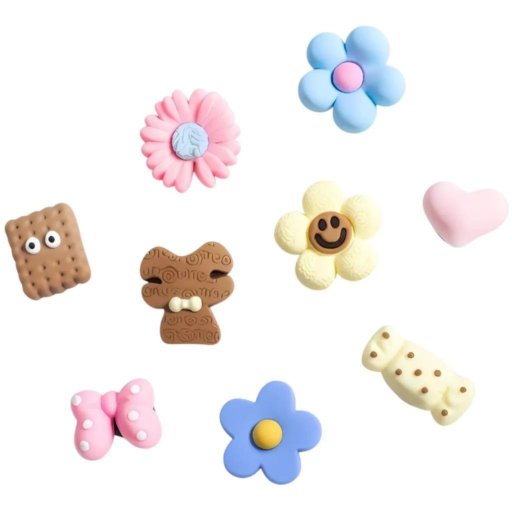 Flower Bear Charms For Shoes - Multicolour - Pack of 9