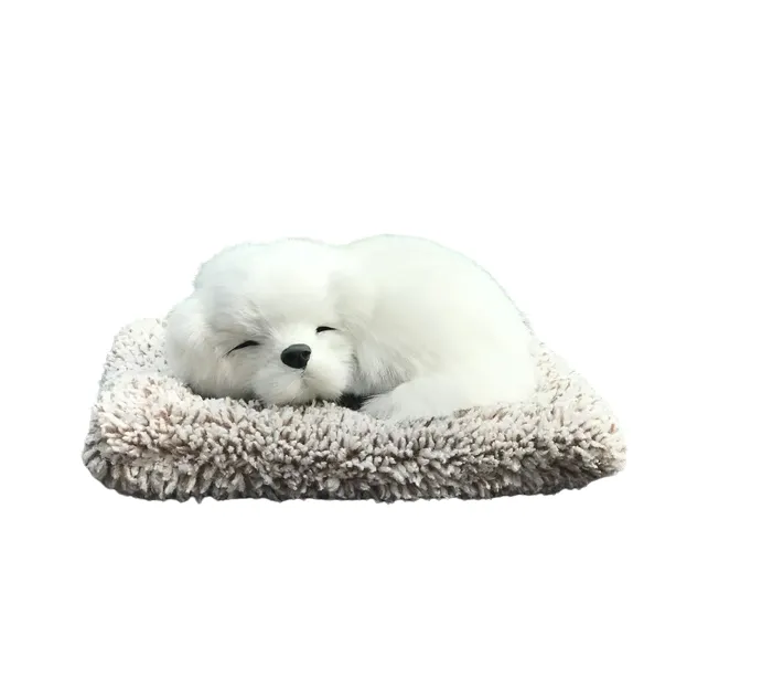 Sleeping Dog on Pad Car Decoration Puppy best valentines gift Soft toy - White, Brown