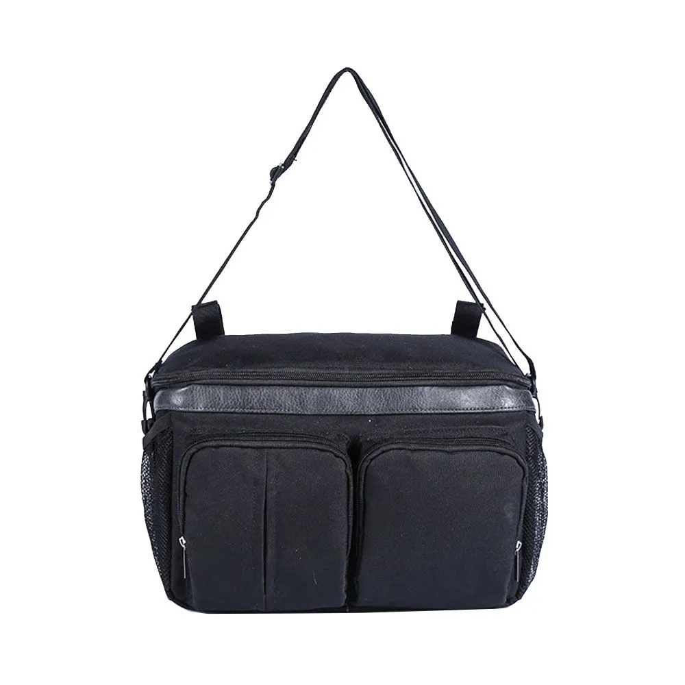 Portable Baby Stroller Diaper Bag Bottle Holder Hanging Bag - Black