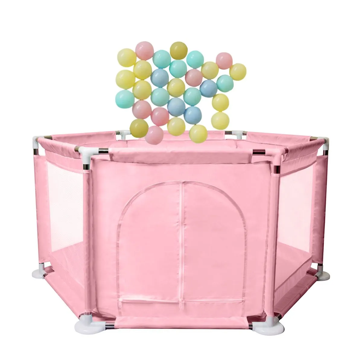 Children Playground Baby Game Safety Fence -30 Ocean Balls-Maca Pink