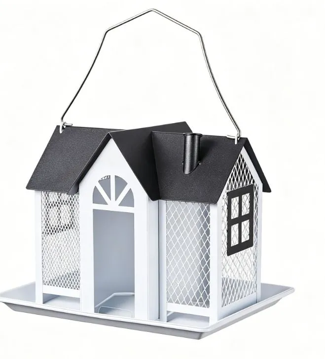 Metal Mesh Wild Bird Feeder House with 3 Compartments