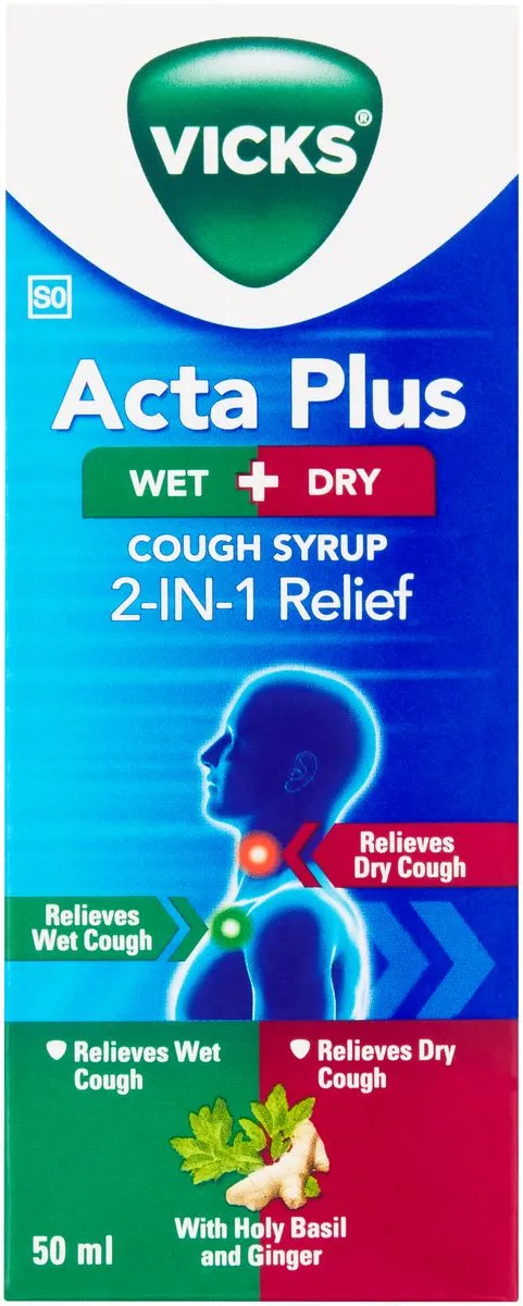 Vicks Acta Plus Wet & Dry Cough Syrup (50ML)
