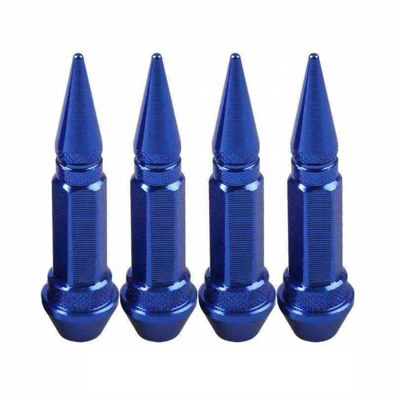 Tyre Valve Caps Spike Style 60mm Length - 4 Piece - Blue