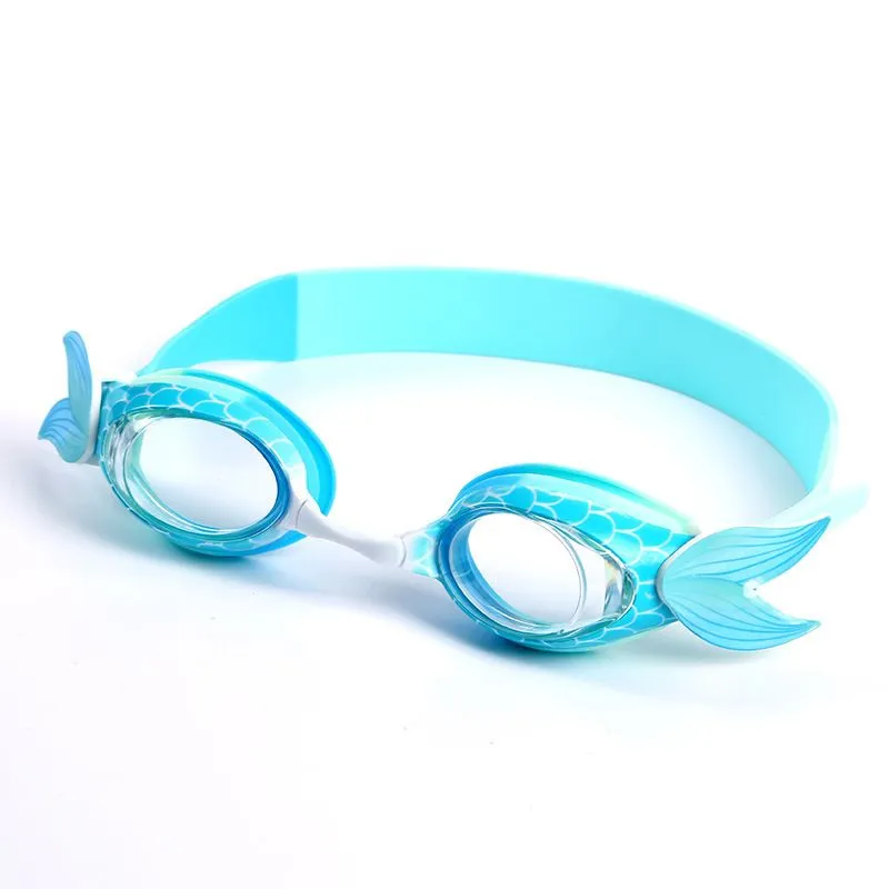 Mermaid Shape Kids Swimming Goggles - Pink, Blue - Blue