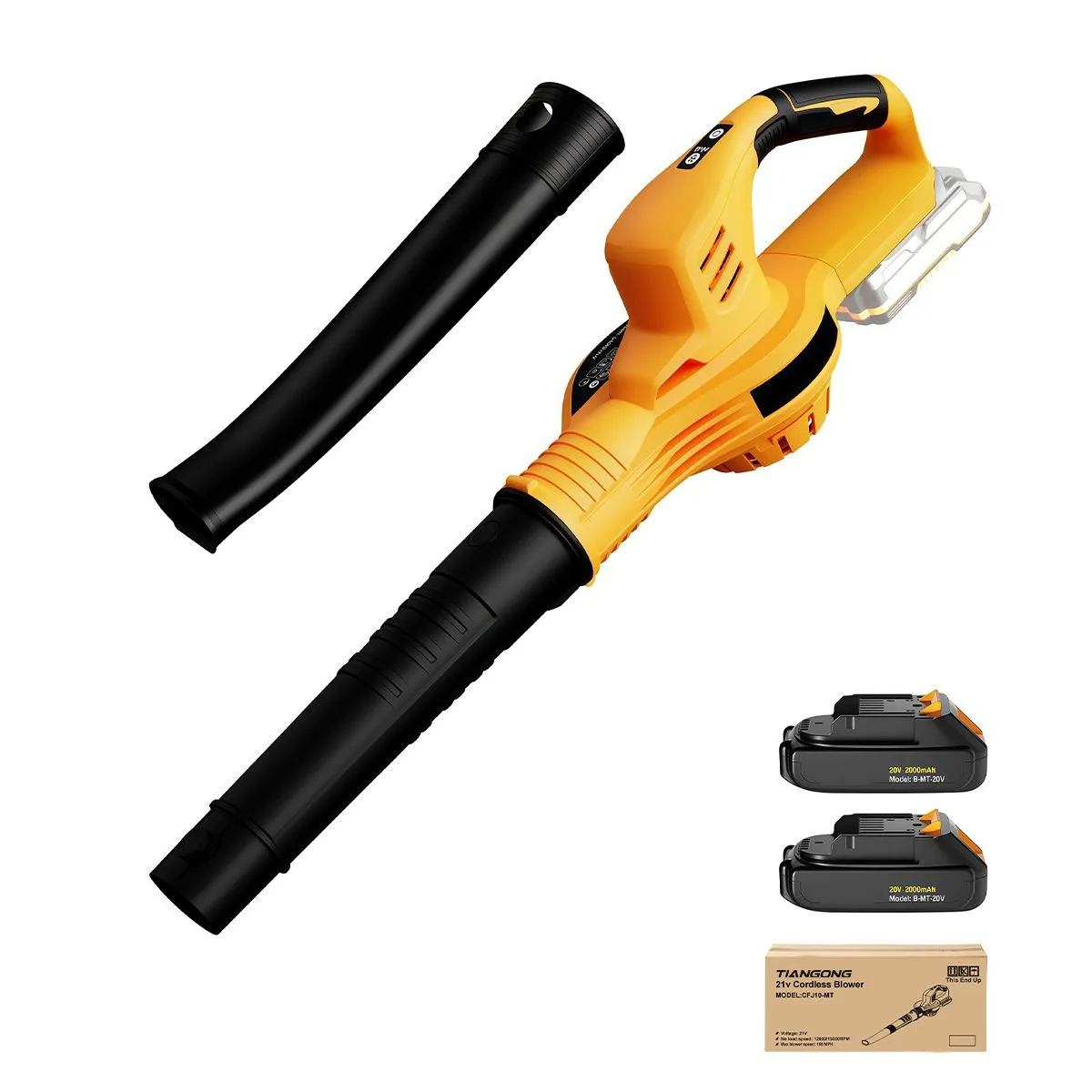 TIANGONG - Leaf Blower Cordless Electric Leaf Blowers for Lawn 2 Batteries