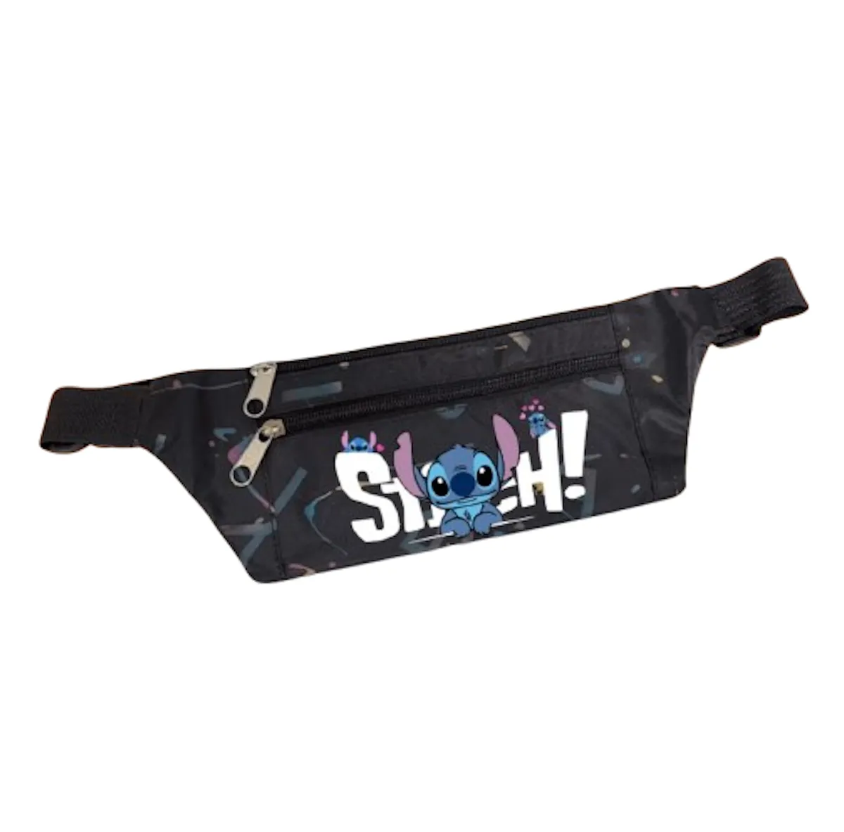 Stitch Waist Moon Bag Adjustable - Black