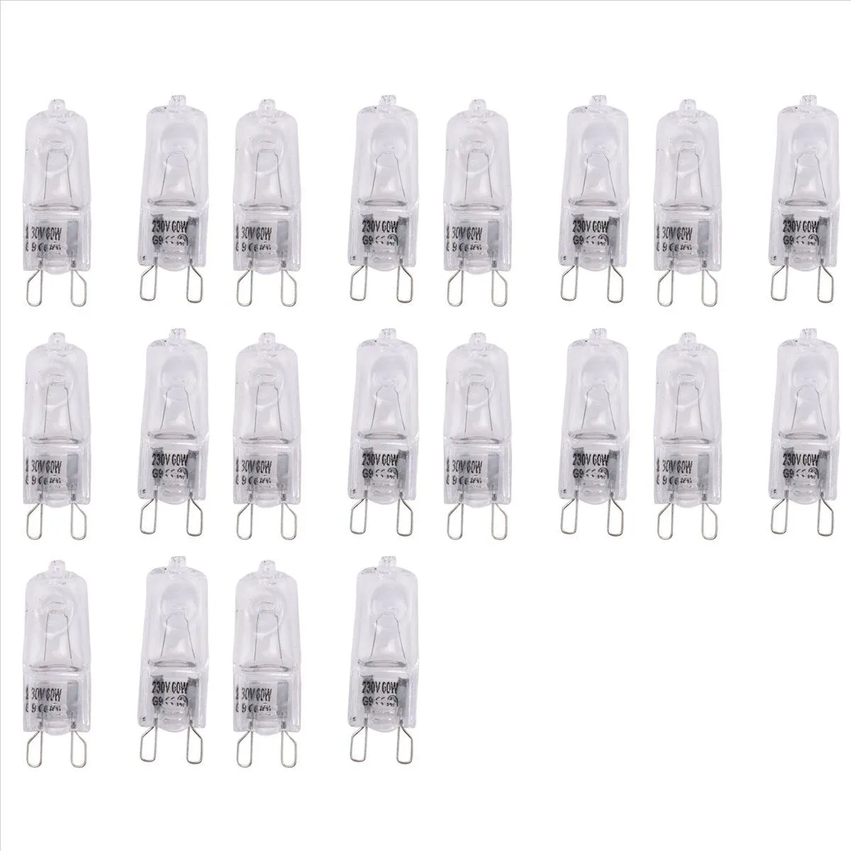 20Pcs G9 Halogen Light Bulbs 60W Clear Halogen Lamps Dimmable 2800K