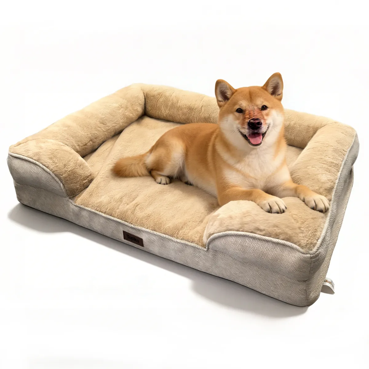 Topika Dog Sofa Mattress Bed for Large Dog,Crate Beds Kennel for Dogs -  Beige - L
