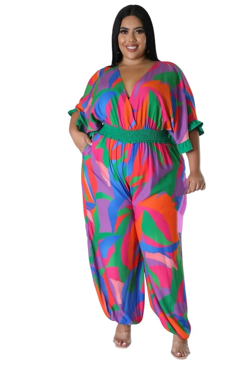 Wardrobenthings Colourful High Quality Pearl Plus Size Jumpsuit