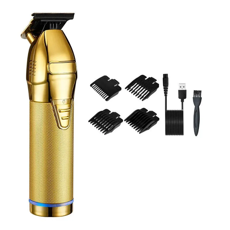 Electric Hair Clipper USB Charge Oil Head Carving Cordless Trimmer - Gold