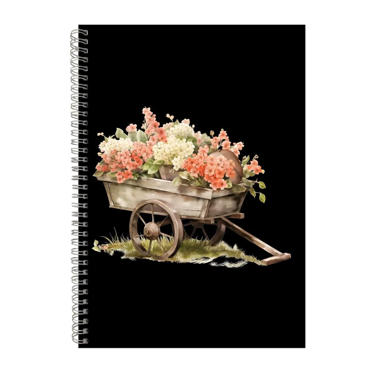 Wheelbarrow A4 Notebook Spiral Lined Trendy Notepad Spring Idea 393