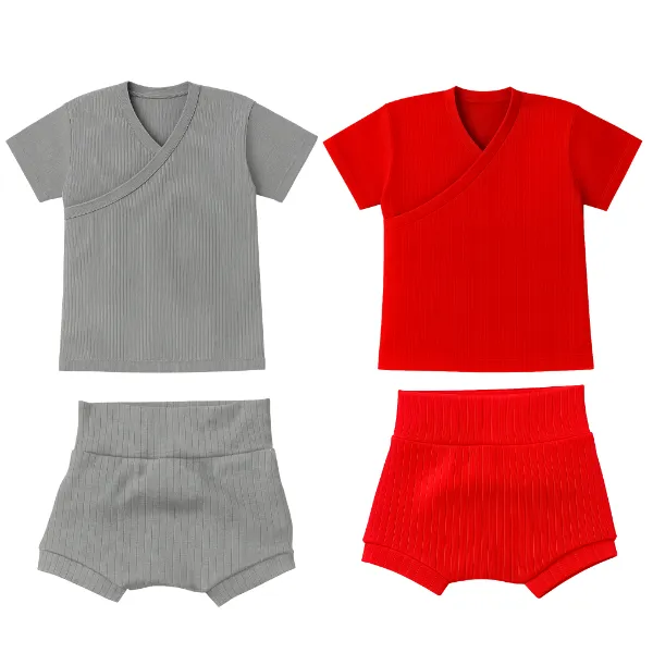 Baby/Toddler-Easy Over Summer Shirt and Harem Nappy Cover-Grey/Red