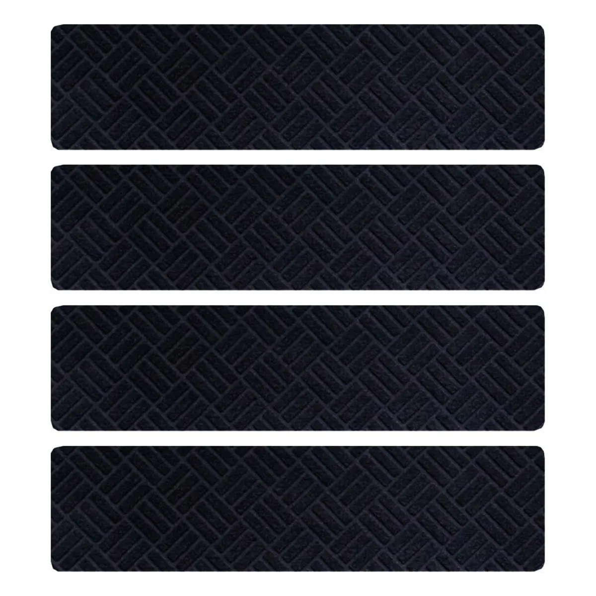 4 Piece Stair Treads For Wooden Steps Self-Adhesive Non-Slip Safety Style - Black